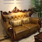 欧式真皮沙发 头层牛皮 美式实木沙发 简约小户型客厅123组合奢华