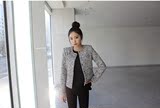 2015韩国春装新款热销修身长袖西装外套短款女无领薄毛呢斗篷