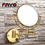 金色浴室化妆镜壁挂美容镜带led灯双面折叠伸缩镜卫生间放大镜子
