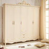 欧式衣柜 实木法式衣柜/衣橱 白色五门衣柜 5门大衣柜/立柜 家具