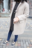 韩国进口东大门女装代购 2016冬季纯色双口袋加厚中长大衣