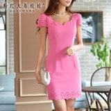 短袖连衣裙粉红大布娃娃夏季女新款韩版气质修身显瘦包臀裙
