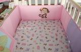 外贸婴儿床品2件套床围床笠婴幼儿床品片式床围粉色小猴子130*70