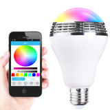 智能APP蓝牙灯泡音响 创意七彩调光变色RGB球泡灯音箱 苹果音乐灯