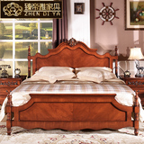 美式乡村复古实木雕花1.8米双人床 简欧卧室家具1.5米高箱储物床