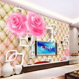 3D立体欧式软包壁纸壁画无缝墙布无纺布墙纸壁画客厅电视墙玫瑰花