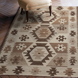 印度进口棕色Kilim地毯 波西米亚地中海风格纯手工编织羊毛地毯