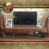 东南亚风格客厅家具 槟榔色实木雕刻电视柜 带抽屉储物长地柜