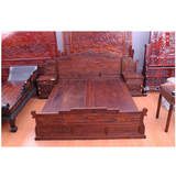 红木家具老挝红酸枝木家具/实木高低床仿古庭院双人床 中式组合