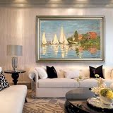 纯手绘油画印象派大师莫奈风景油画帆船欧式客厅玄关咖啡厅装饰画