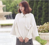 2015新款韩版冬秋装蝙蝠袖披肩宽松短款毛呢子斗篷外套大衣女装