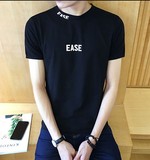 l2利郎男装衬衫2016男夏季大码字母印花半高领个性短袖T恤