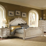 法式复古床美式实木双人床白色仿古做旧公主床小户型卧室简约家具