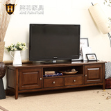 全实木电视柜组合简美式乡村电视机小户型环保水性漆客厅家具