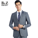 B＆Z男士商务蓝色正装西服套装 韩版修身英伦潮男时尚职业装西装