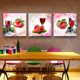 新款5d钻石画水果草莓酒杯三联画浪漫餐厅系列十字绣贴镶圆钻石绣