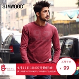 Simwood2016春季新款欧美风男士休闲圆领套头卫衣潮男做旧卫衣