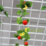 仿真水果蔬菜藤条天花板吊顶下水管道装饰绿叶仿真塑料花藤条批发