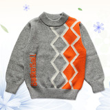 厂家直销 2015秋冬款圆领男童毛衣套头加厚学院风宝宝儿童羊绒衫