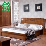 厚重款雕花全实木床现代中式纯黑胡桃木床1.8米双人床1.5m单人床