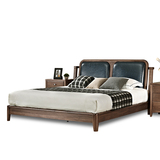 卓腾 纯实木床进口单人床1.51.8米真皮双人床简约现代北欧家具