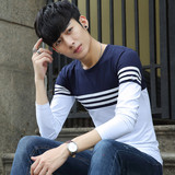 青少年长袖t恤男韩版打底衫春季修身个性中学生休闲体恤男生衣服