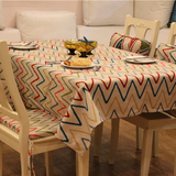 简约现代茶几几何图案台布餐桌多用棉麻盖布桌旗布艺餐垫桌布