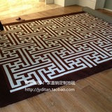咖啡色酒红色样板房地毯 几何简约现代新中式客厅卧室地毯 定制
