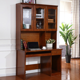 全实木电脑桌卧室书桌书架组合美式直角书桌简约书房写字台学习桌