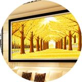 印花十字绣黄金满地全景2米油画大幅新款客厅丝线十字锈风景系列