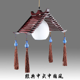 新古典中式木艺单头吊灯玄关灯个性创意餐吊灯中国风小吊灯红木灯
