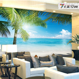 电视沙发卧室背景墙大型定制壁画 无缝地中海壁纸 大海椰树墙纸