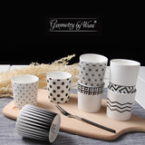 简约黑色几何创意布丁杯芝士杯慕斯杯烤杯个性陶瓷烘焙模具