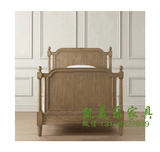 美式实木床1.2 1.35米床原木做旧儿童床公主床北欧田园卧室家具