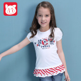 小猪班纳女童童装2016夏装新款儿童针织印花短袖T恤圆领卡通上衣
