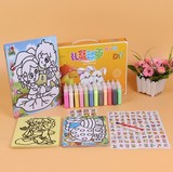 沙画儿童手工制作12色24色盒装套装彩沙绘画幼儿园DIY益智玩具