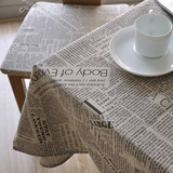 欧式布艺棉麻桌布 复古咖啡色盖巾 英文报纸餐桌布 茶几垫布 台布