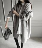 2016春季新款女装韩版针织大版毛衣个性街头开衫中长款毛衣外套