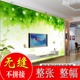 清新绿叶白花客厅电视背景墙纸墙布无缝大型壁画自然风景现代简约