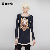 E－World/衣－我的女装新款针织衫秋 中长款长袖套头打底衫U1222