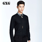 GXG男装 冬季新品 男士时尚黑色拼接领衬衫#44203114