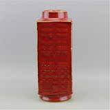高温窑变朗红釉琮式瓶 柴窑清乾隆古瓷器 古玩收藏摆件