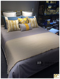 灰色床品样板房床品套件 新古典现代风格床品套件 灰色蓝色风格