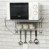 不锈钢微波炉架 挂架置物架 单双层烤箱架厨房壁挂托架架子带挂钩