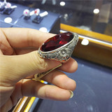 长款食指指环 925银女戒指 富贵花纹漂亮戒指 大气老银风格