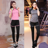 韩国代购韩版春夏新款健身服女健身房跑步运动显瘦短袖瑜伽服套装