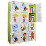 儿童书柜书架储物柜带门卡通收纳柜宝宝衣物玩具整理柜子塑料环保