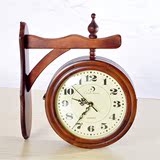 实木欧式双面钟钟表客厅简约挂钟田园创意经典双面挂钟旋转两面钟