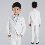 高档花童西装西服学生演出表演服男童礼服白色主持人钢琴儿童服装