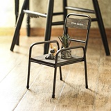 美式复古做旧原木家具实木餐椅铁艺咖啡厅椅子带扶手办公椅电脑椅